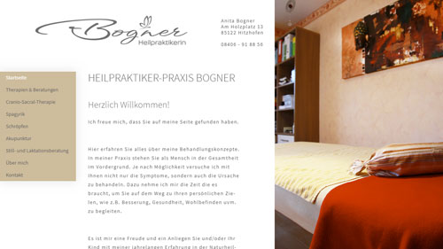Screenshot der Responsive Website Heilpraktikerin Anita Bogner in Hitzhofen
