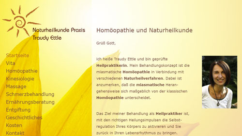Screenshot der Website Traudy Ettle in Ingolstadt